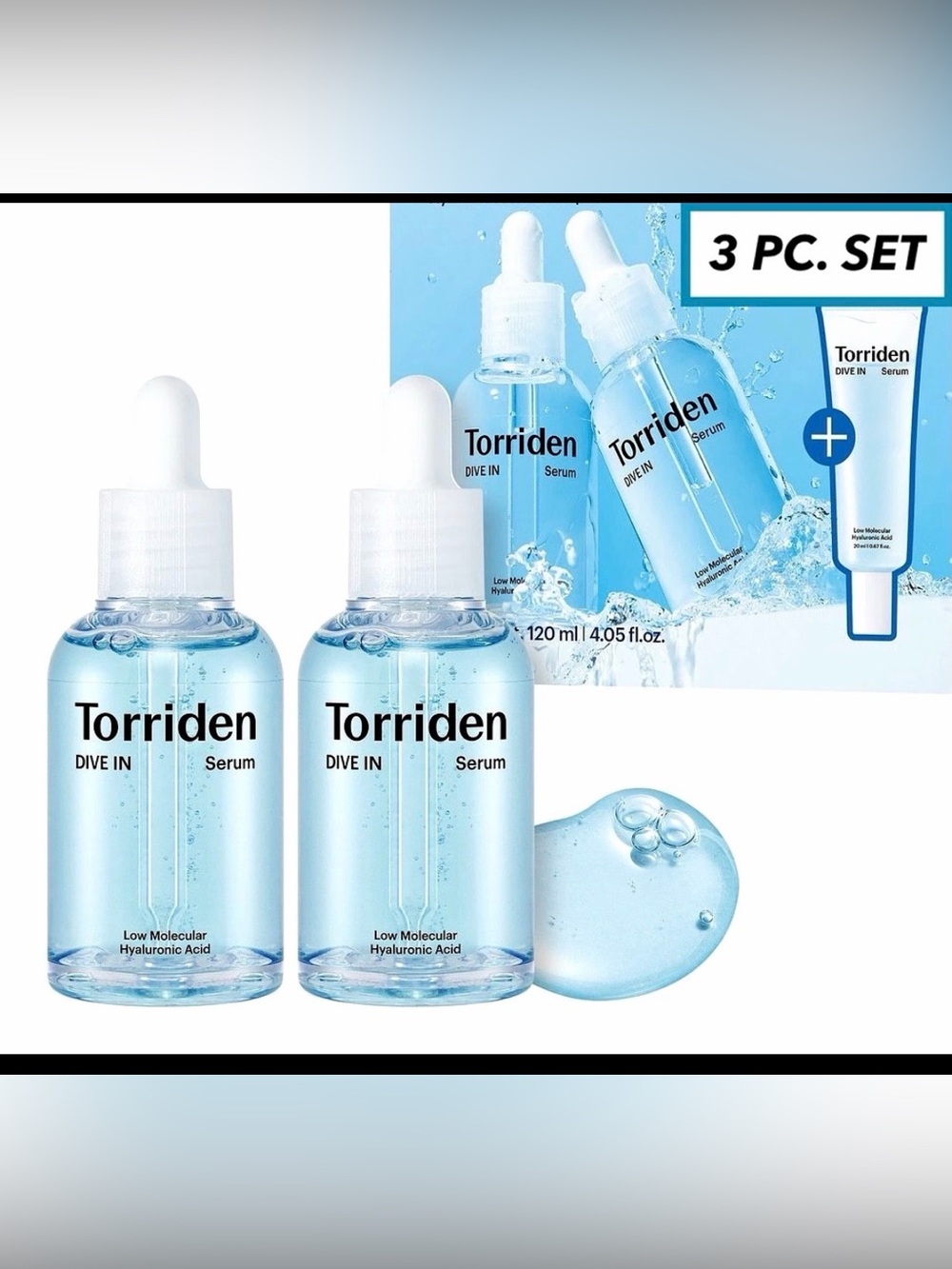 TORRIDEN DIVE IN HYDRATING SERUM 3 PC. SET (2X 50ML + 20ML TOTAL 120ML) sealed